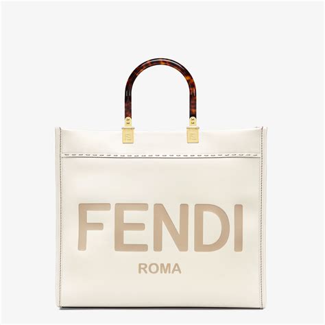 fendi white shopper bag|fendi sunshine shopper with strap.